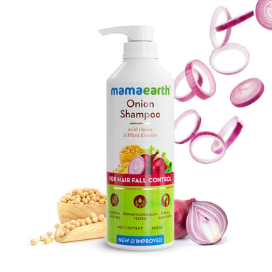 Mamaearth Onion Shampoo for Hair Fall Control and Hair Growth with Onion & Plant Keratin